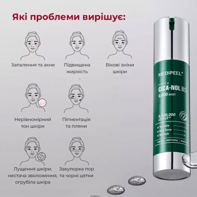 MEDIPEEL Сироватка-пілінг для обличчя зі спікулами та центеллою Phyto Cica Nol B5 6000 Shot Serum 50 мл