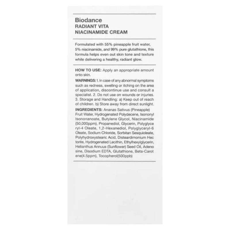 Biodance Крем освітлюючий з вітаміном C та ніацинамідом Radiant Vita Niacinamide Cream 50 мл
