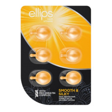 Ellips Вітаміни для волосся Бездоганний шовк з про-кератиновим комплексом,Hair Vitamin Smooth & Silky 6 шт, жовті